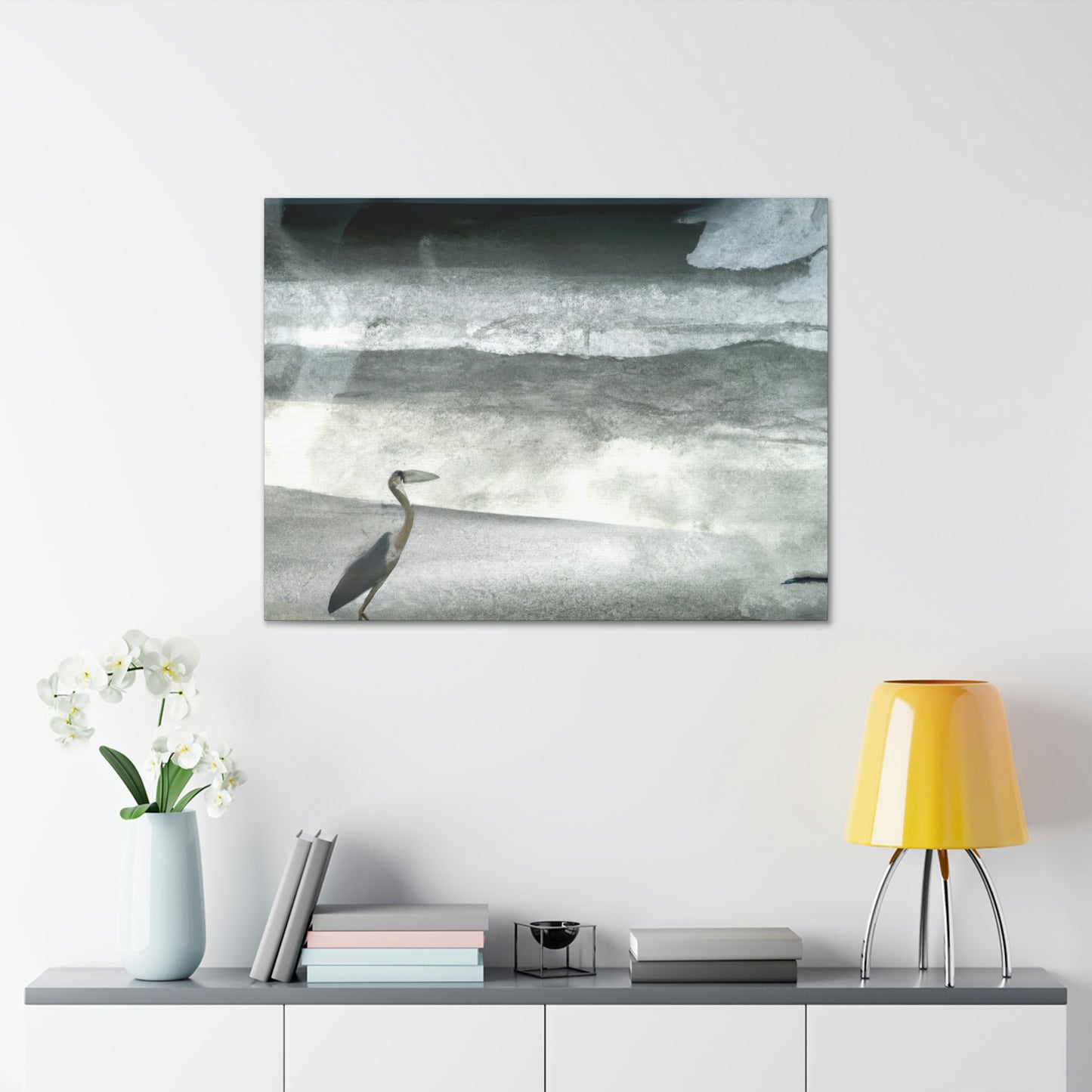 "A Sea of Turmoil: A Heron's Restlessness". - The Alien Canva