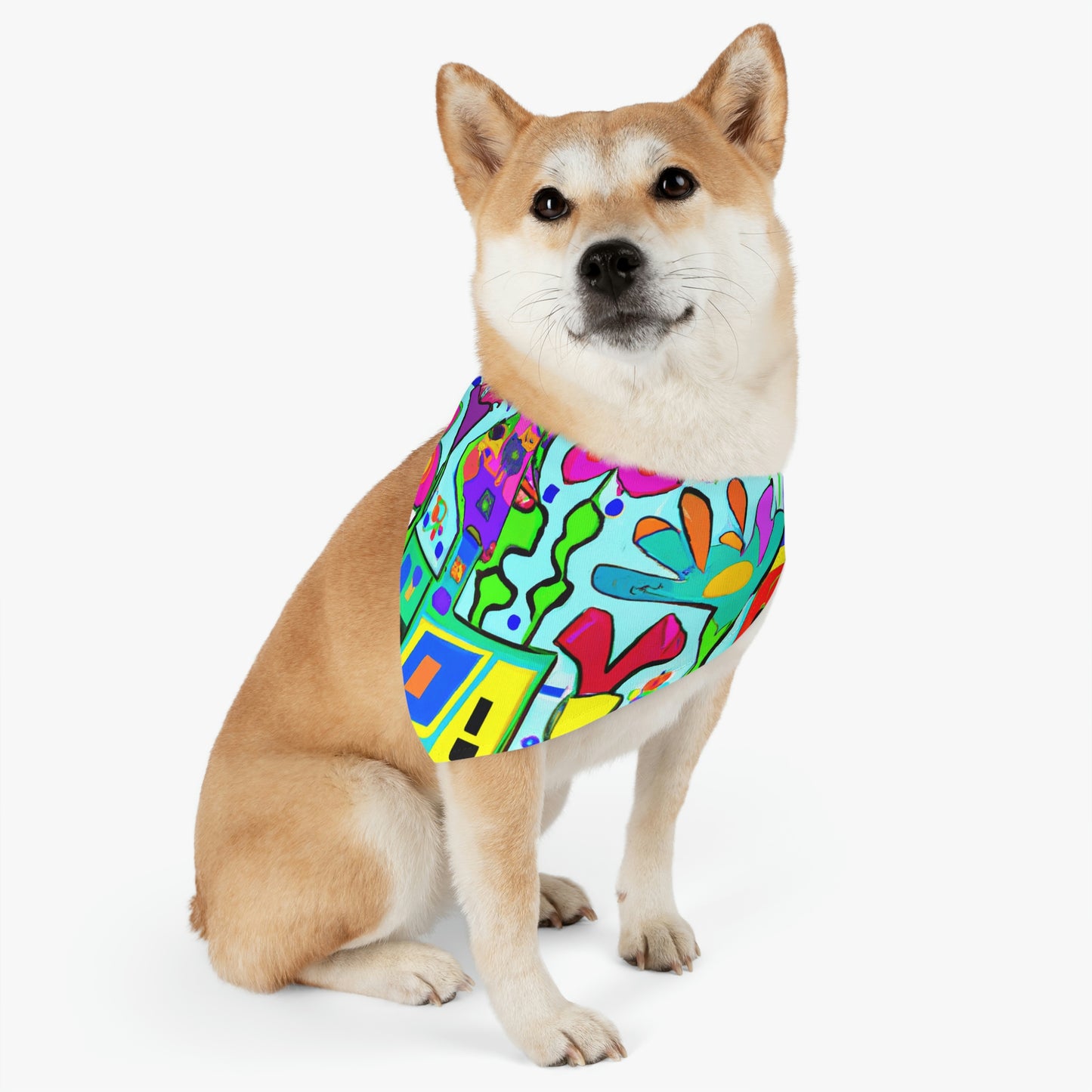 "Un jardín místico de pétalos de arco iris" - El collar de bandana para mascotas alienígenas