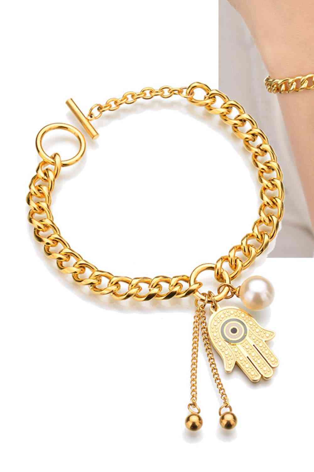 Hamsa Hand Chunky Chain Bracelet