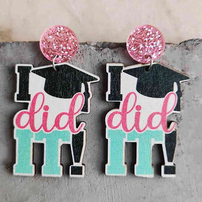 School Theme Wooden Dangle Earrings