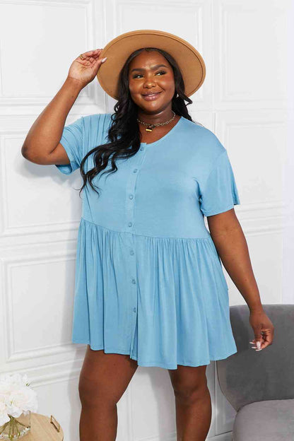 Yelete Full Size Oh Sweet Spring Button Up Flare Dress