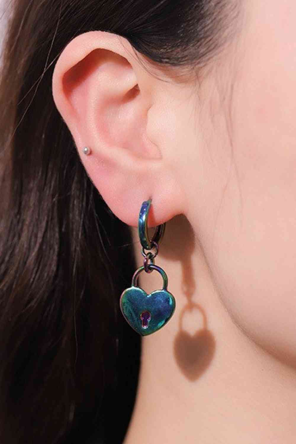 5-Pair Wholesale Multicolored Heart Drop Earrings