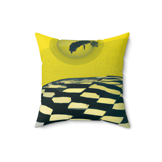 "Lost and Found in the Desert: A Bee's Journey" - The Alien Square Pillow