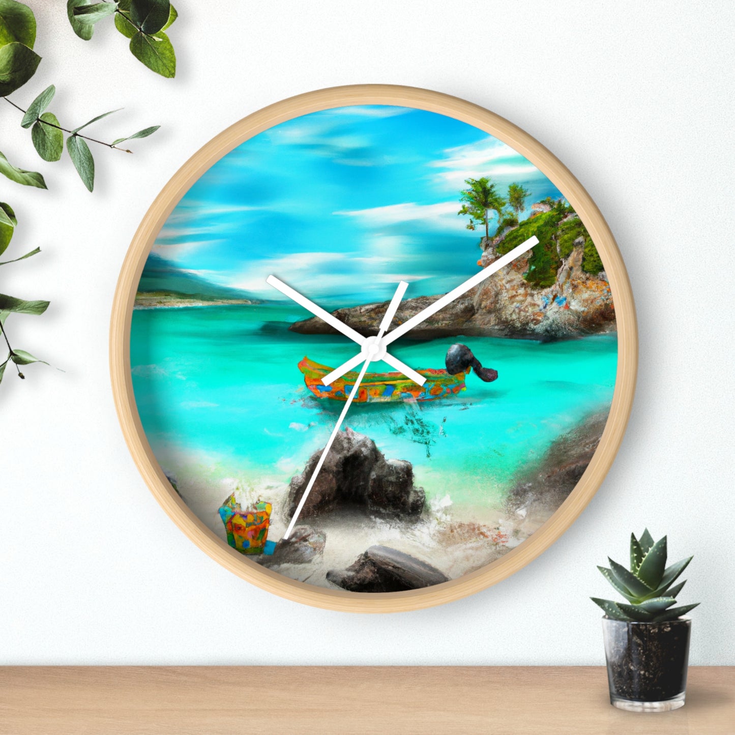 "Fiesta Caribeña en la Playa - Una Exploración Digital de la Cultura Mexicana" - The Alien Wall Clock