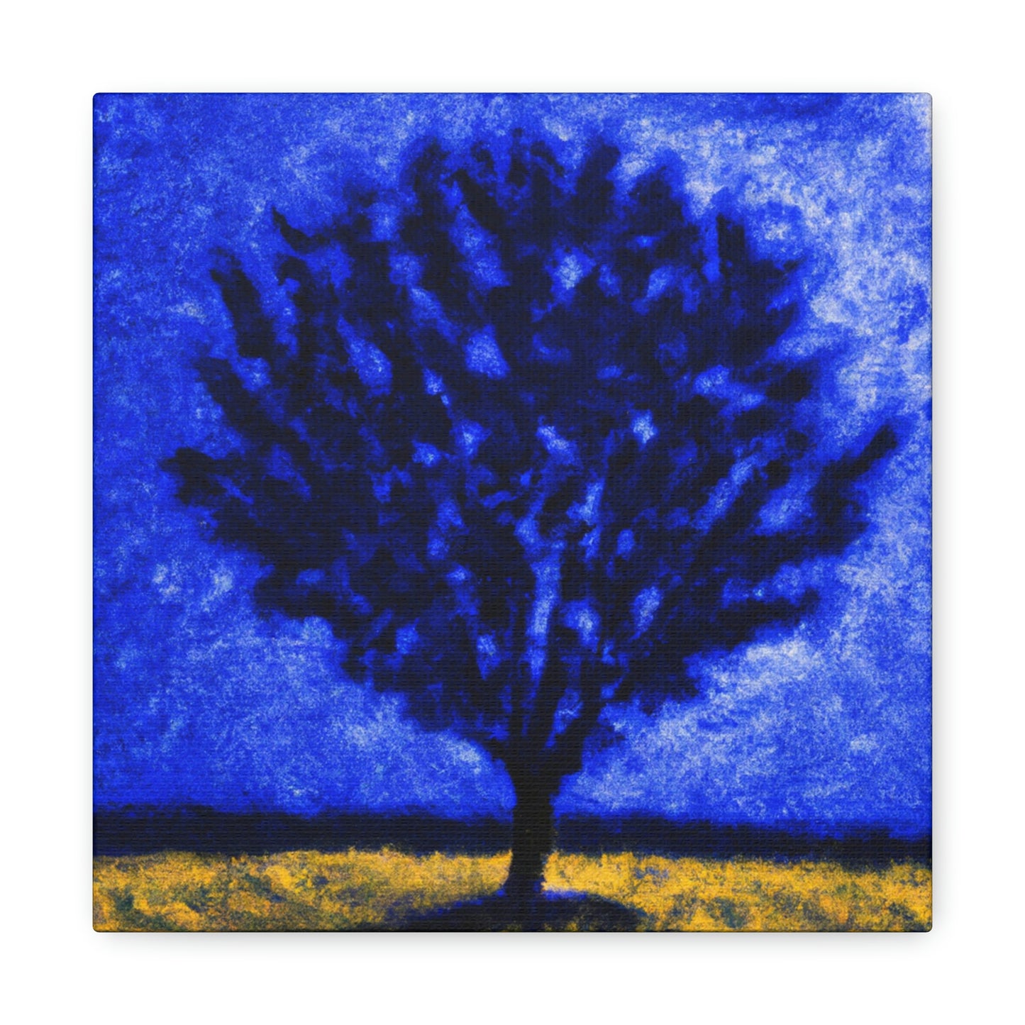 "Ein einsamer blauer Baum im Mondscheinfeld" - The Alien Canva