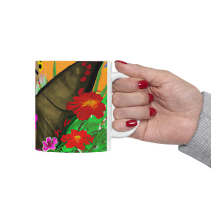 "Butterfly Ballet in the Wildflower Meadow" - The Alien Taza de cerámica 11 oz