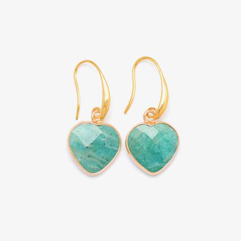 Pendientes colgantes de corazón de piedra natural