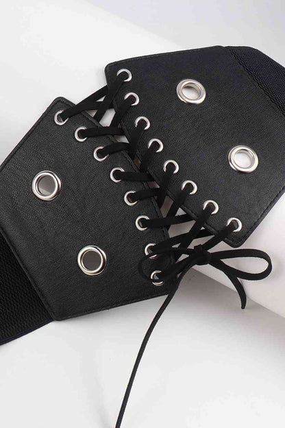 PU Leather Front Lace-Up Corset belt