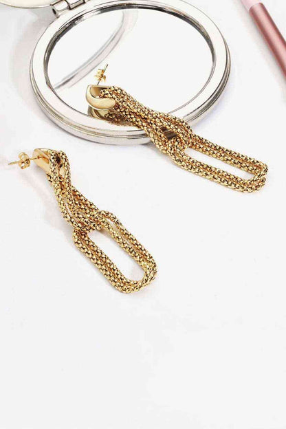 Gold-Plated D-Shaped Drop Earrings