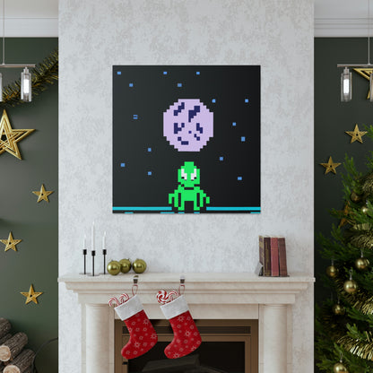 "Lonely Witness of the Night Sky" - The Alien Canva Pixel Art