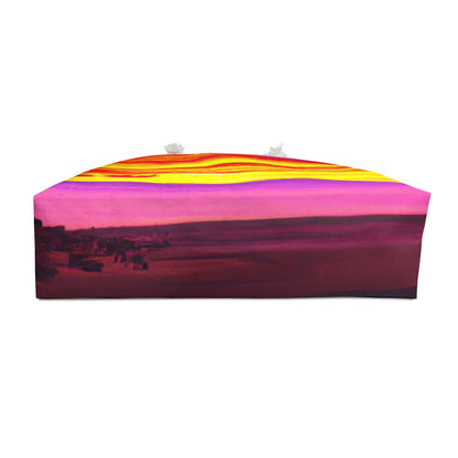 "Forgotten Solace: The Splendor of a Vibrant Sunset at an Abandoned Beach" - The Alien Weekender Bag