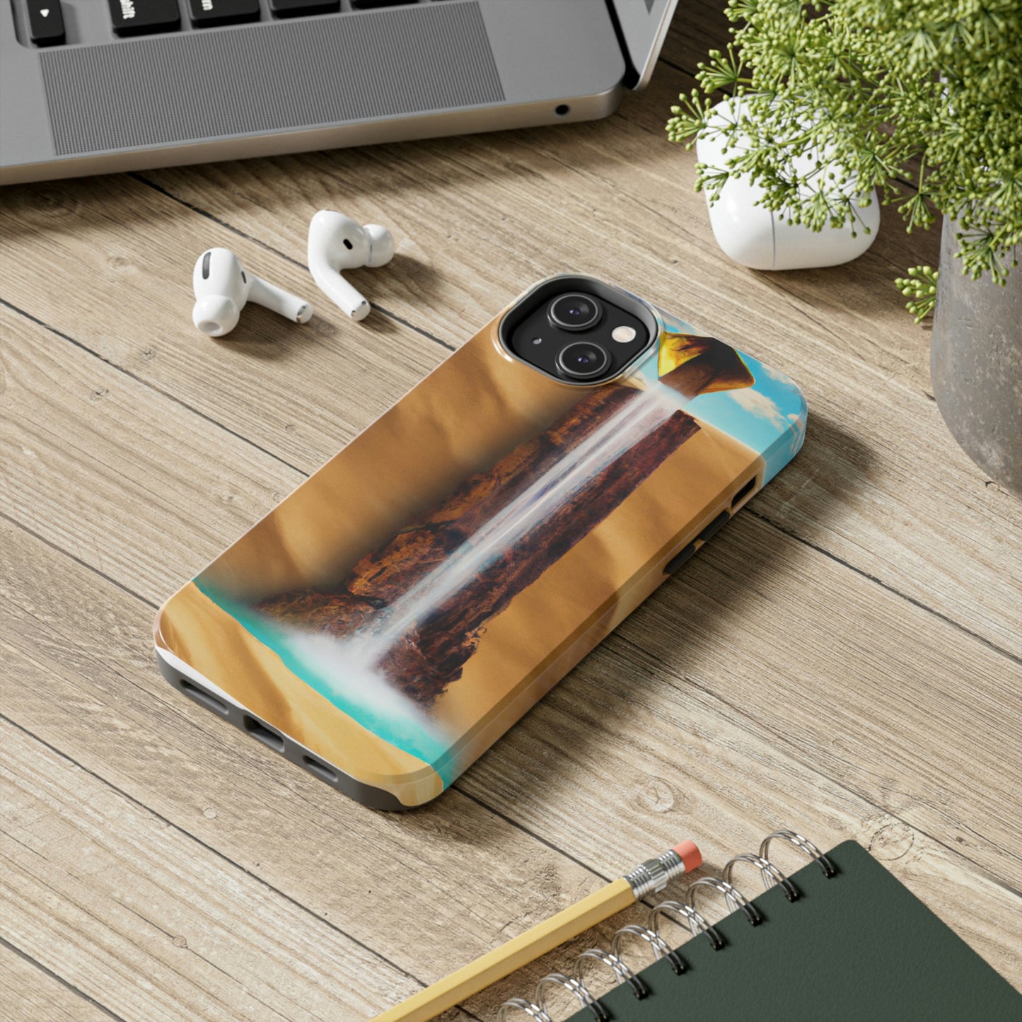 "Einsamer Wasserfall in einer trostlosen Wüste" - Die Alien Tough Phone Cases