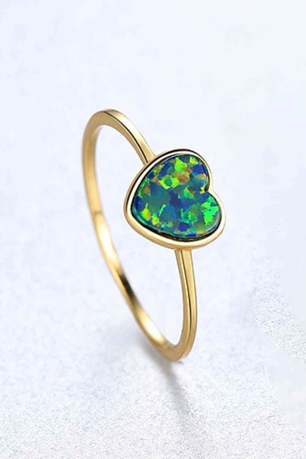 Opal-Herz-Ring aus 925er-Sterlingsilber