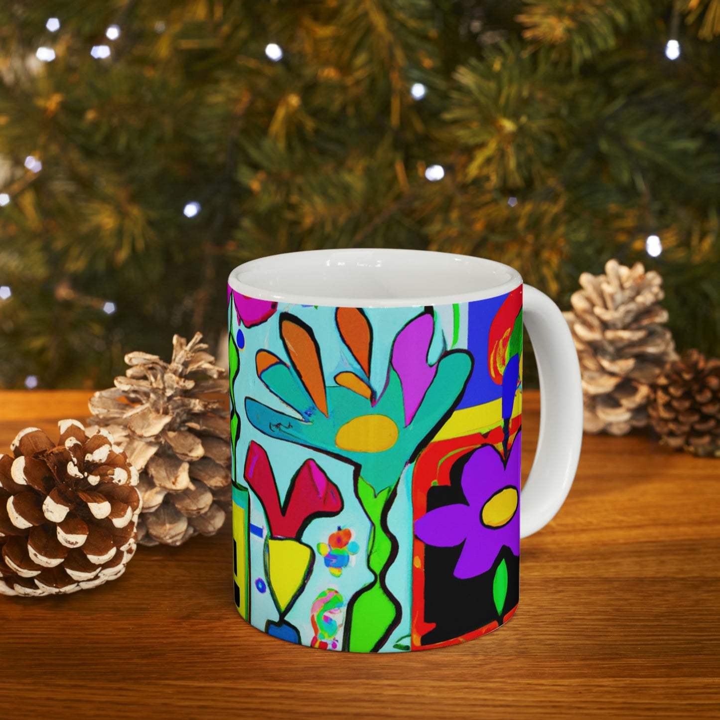 "A Mystical Garden of Rainbow Petals" - Taza de cerámica The Alien 11 oz