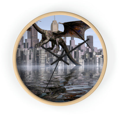 "Ascending the Deluge: A Dragon's Soaring Journey." - The Alien Wall Clock