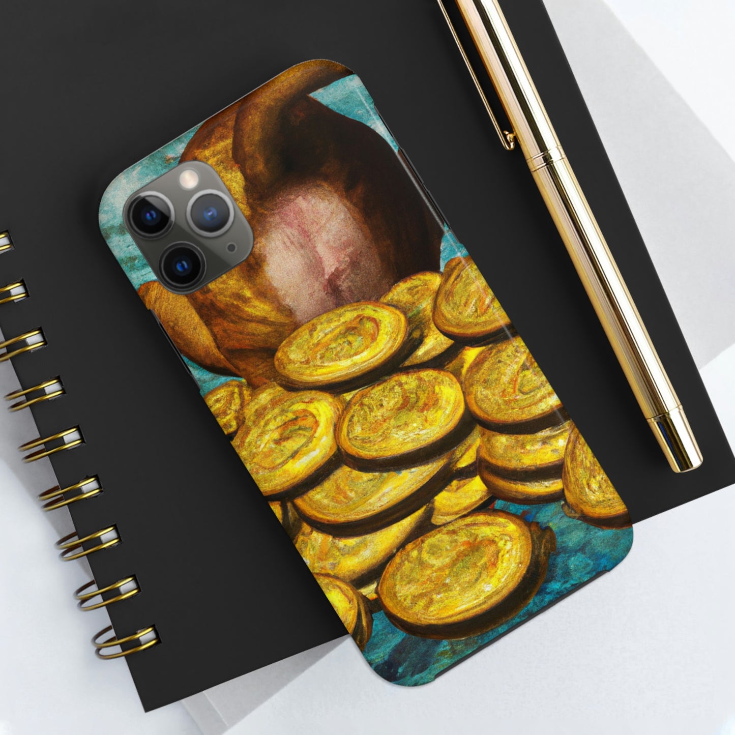 "Feline Fortune in a Foliage of Finances" - Die Alien Tough Phone Cases