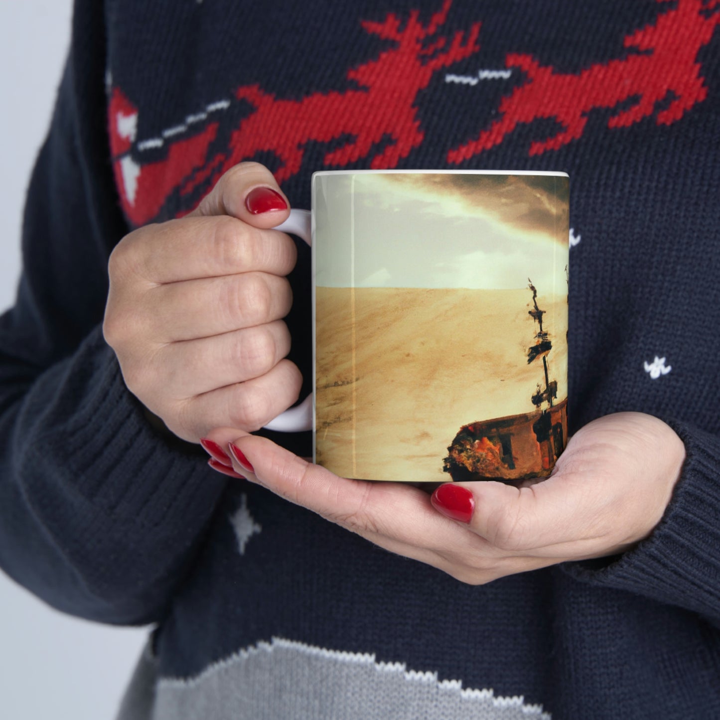 "Lost at Sea: Stranded On A Stormy Desert Island" - Taza de cerámica The Alien 11 oz