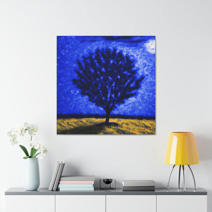 "A Lone Blue Tree in the Moonlight Field" - The Alien Canva