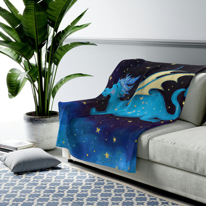 "Drifting Among the Stars: The Story of a Baby Dragon" - The Alien Velveteen Plush Blanket #nft