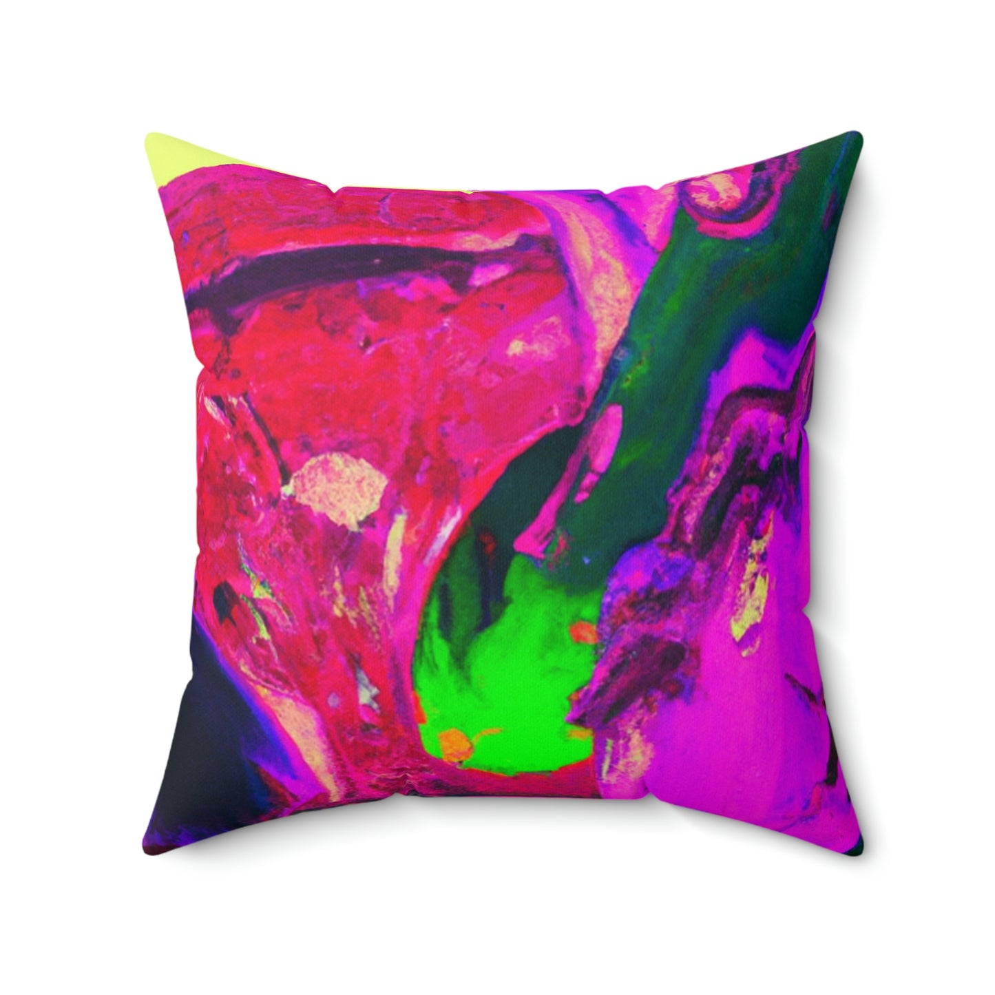 Mystical Madness: Crazy Colors in the Forgotten Cathedral - The Alien Square Pillow