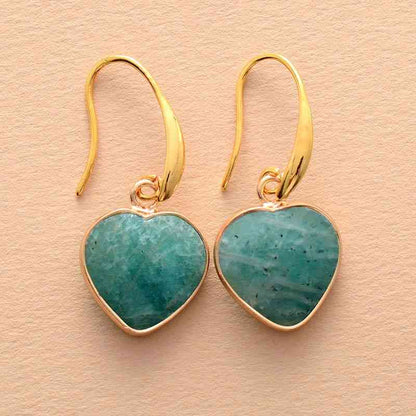 Pendientes colgantes de corazón de piedra natural