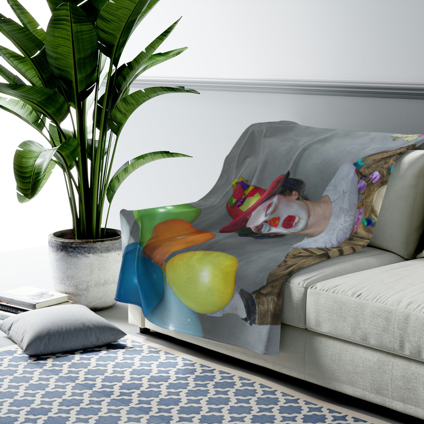 "Clowning Around with Balloons" - The Alien Velveteen Plush Blanket