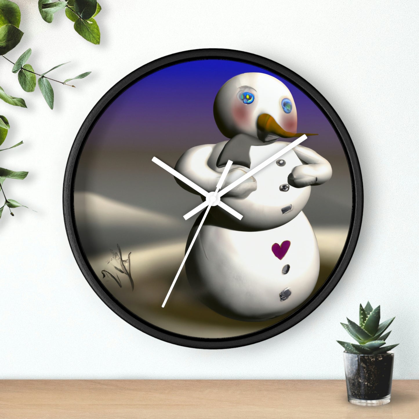 "Chilly But Hopeful: The Snowman's Quest For A Hug" - Die Alien-Wanduhr