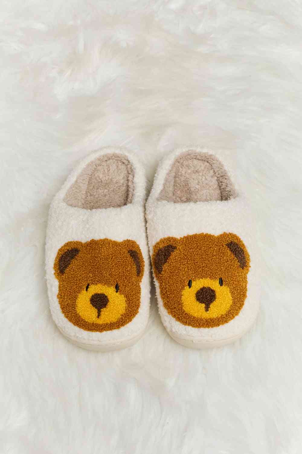 Pantuflas tipo chanclas de felpa con estampado de osito de peluche Melody