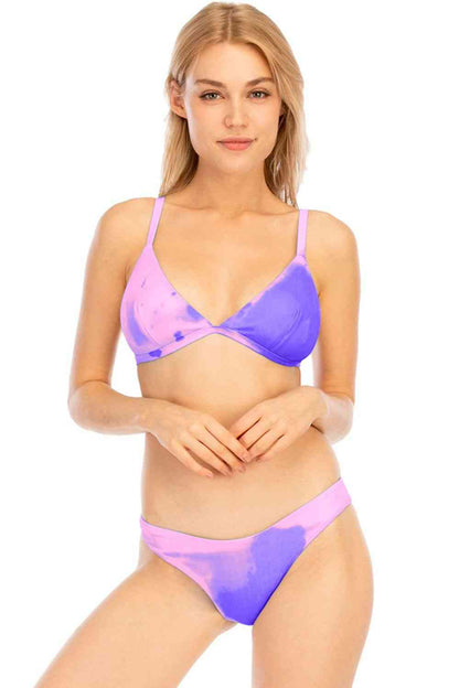 Conjunto de bikini con tira ajustable y efecto tie-dye