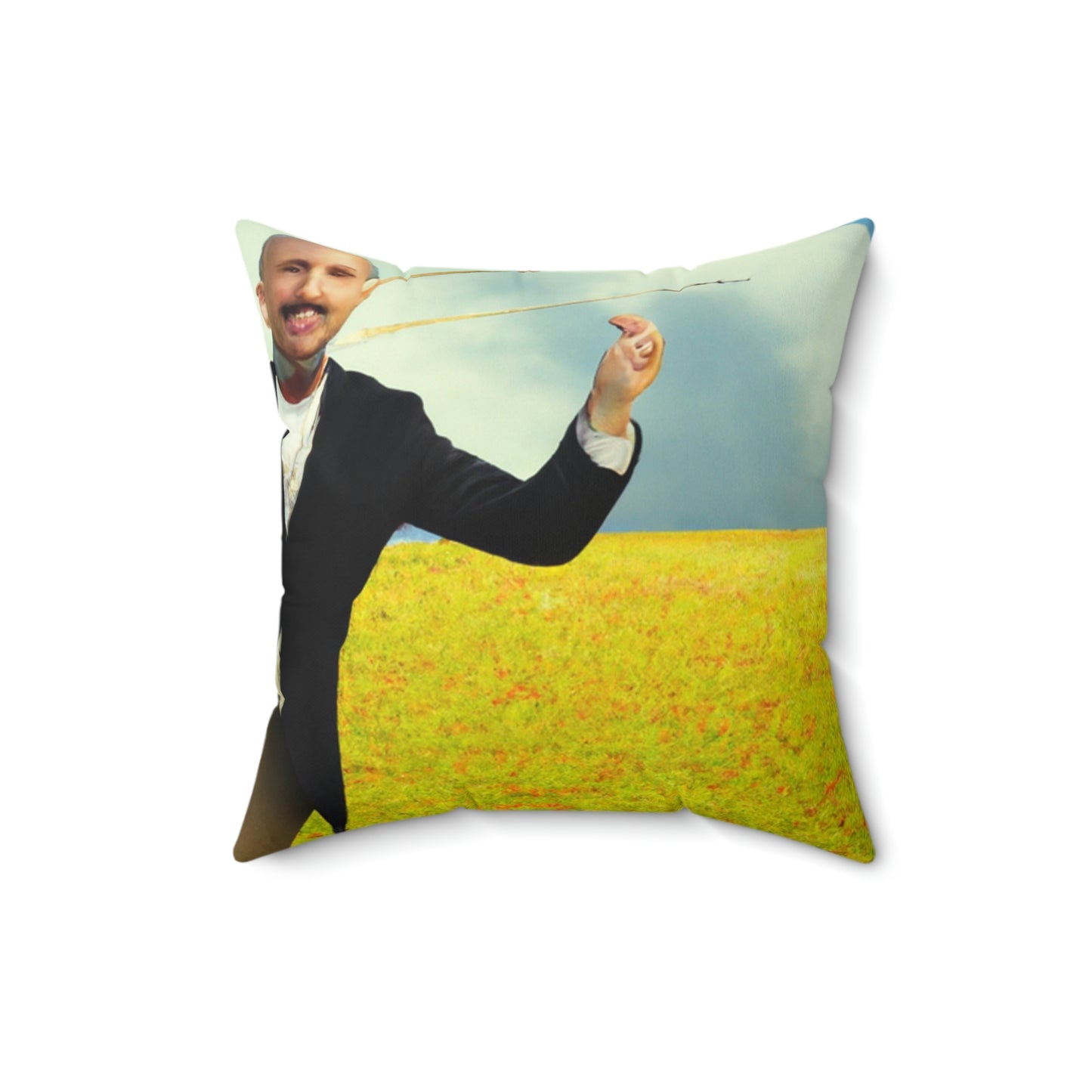 "A Kite Day in the Meadow" - The Alien Square Pillow