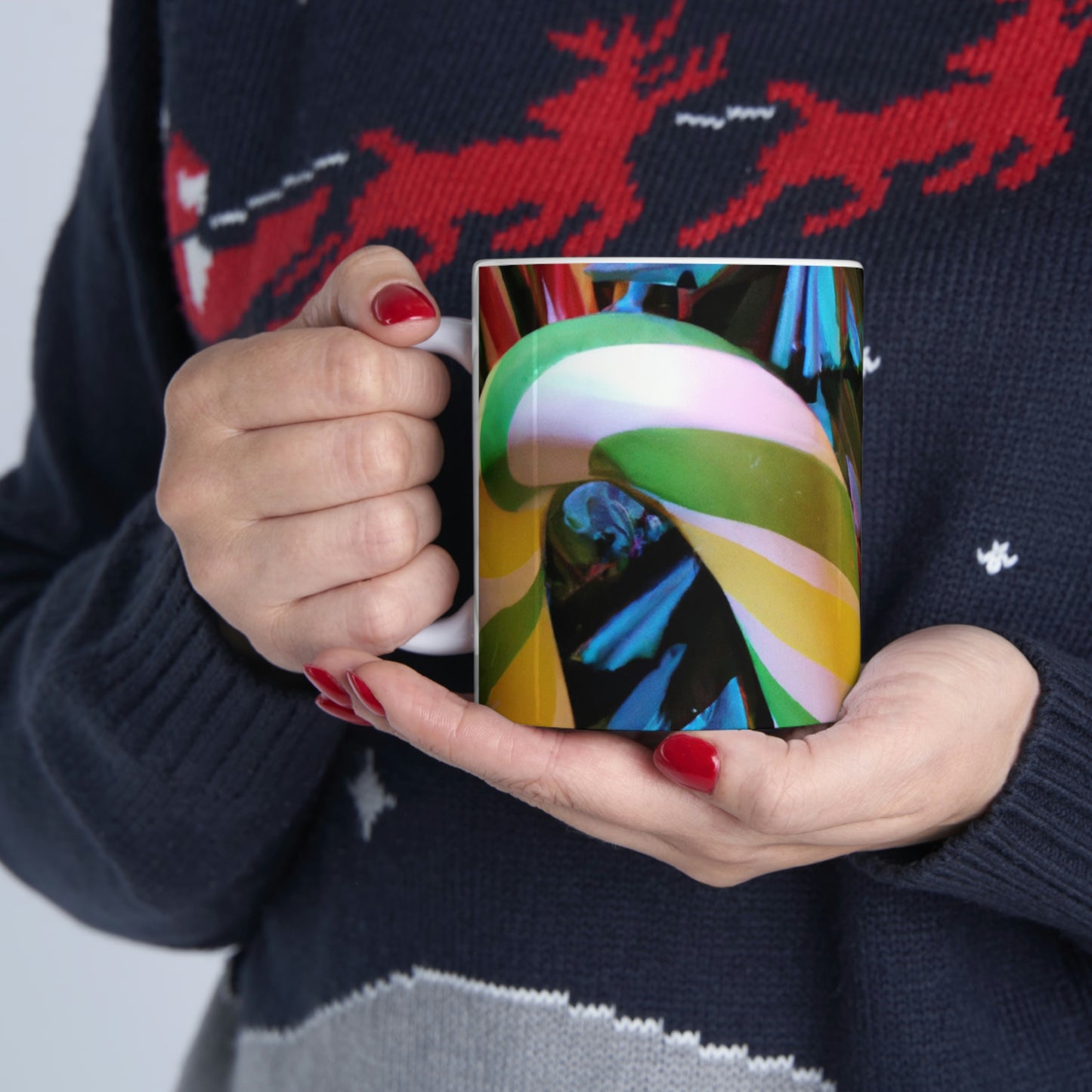 "Candy Cane Wonderland" - The Alien Ceramic Mug 11 oz