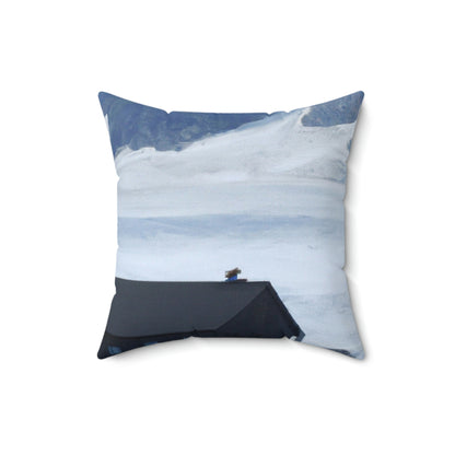 "Frozen Fears: A Haunted Glacier House" - The Alien Square Pillow