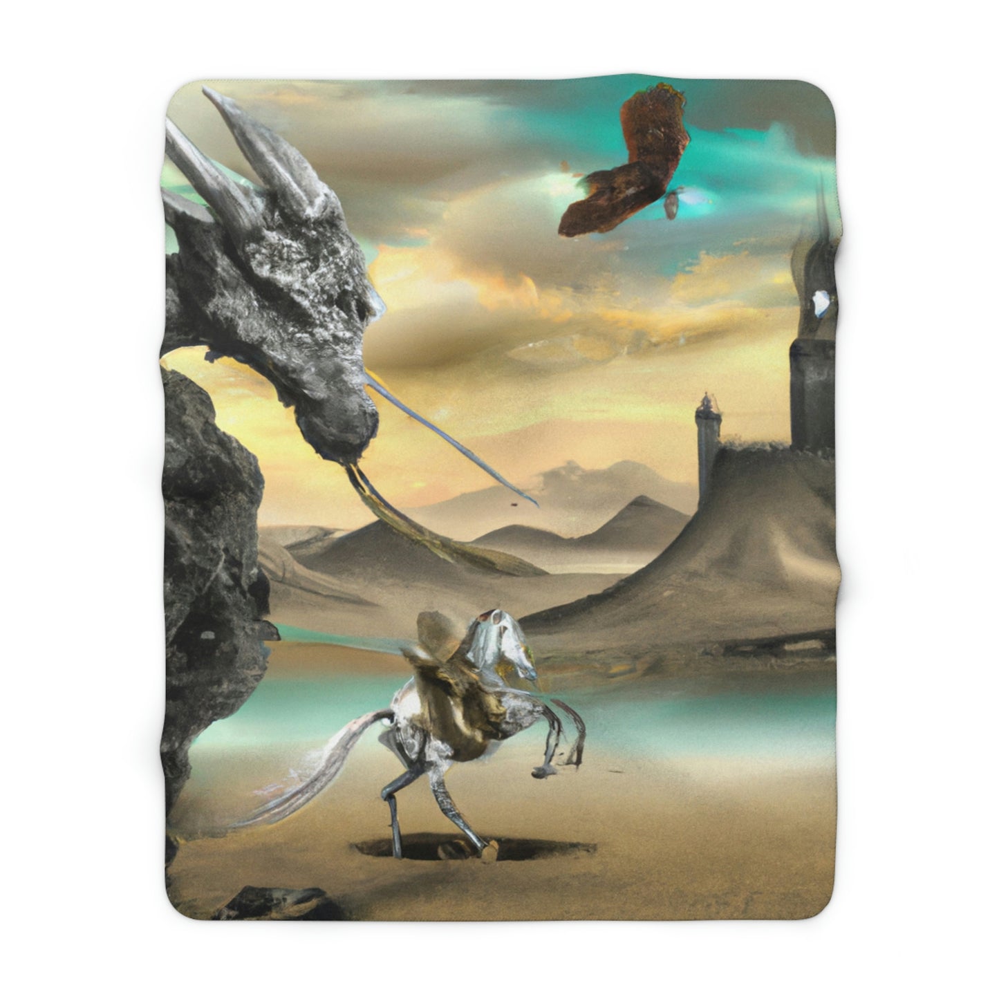 The Knight and the Dragon's Throne - The Alien Sherpa Fleece Blanket