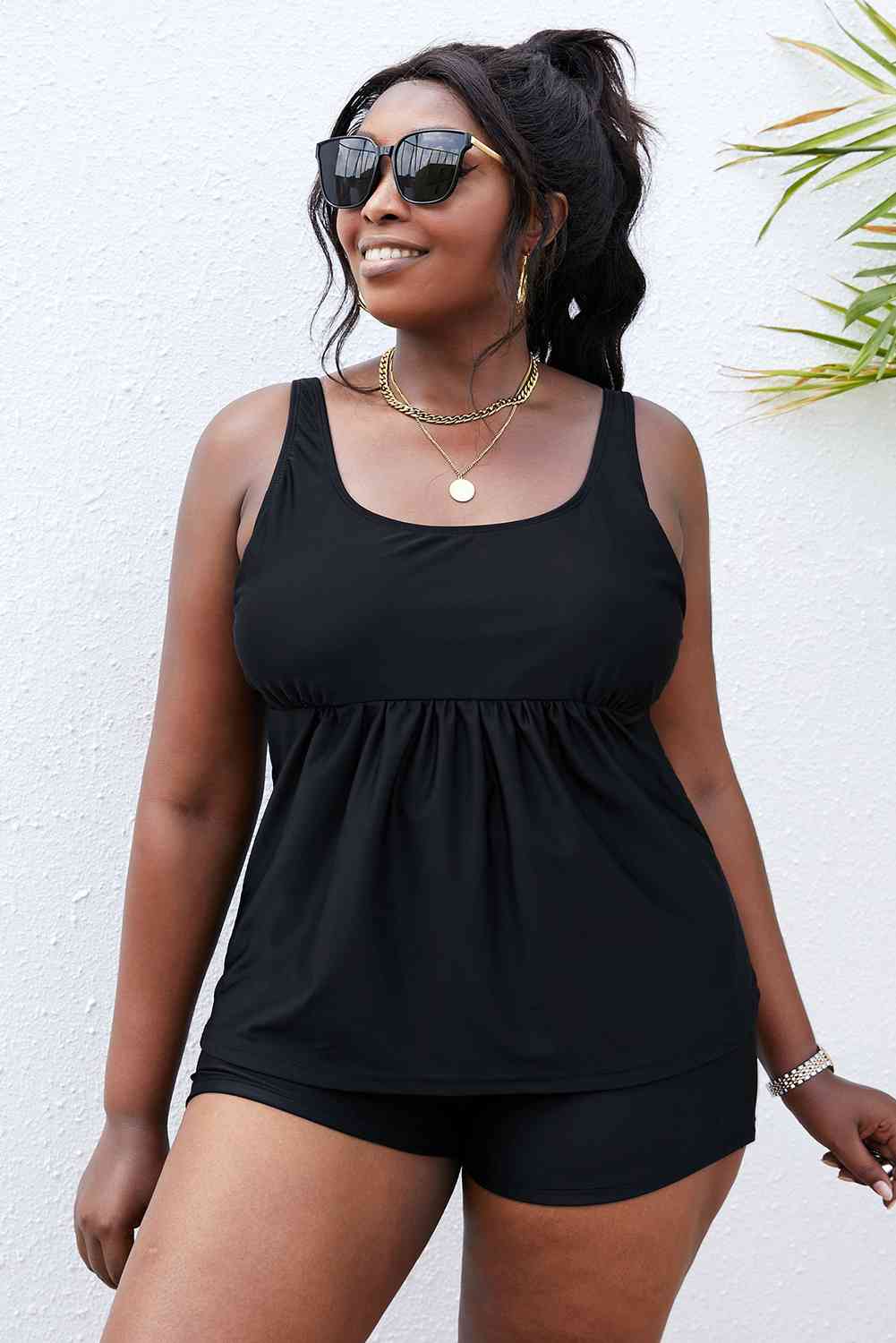 Plus-Size-Tankini-Set mit U-Ausschnitt