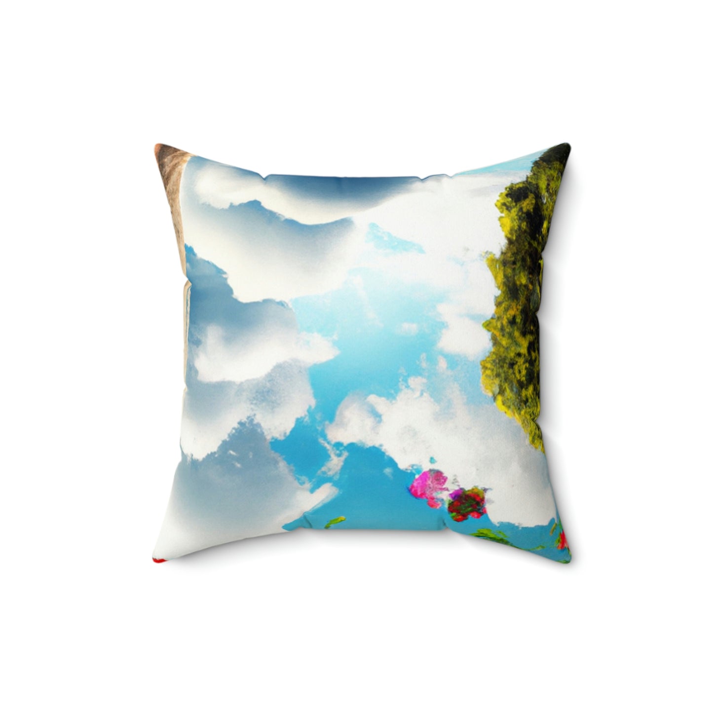 Rainbow Sky Garden - The Alien Square Pillow