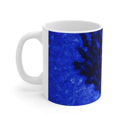 "Ein einsamer blauer Baum im Mondscheinfeld" - Der Alien-Keramikbecher 11 oz