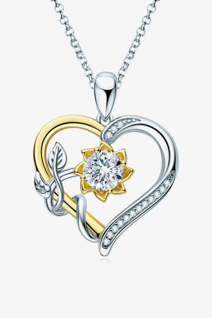 Two-Tone 1 Carat Moissanite Heart Pendant Necklace