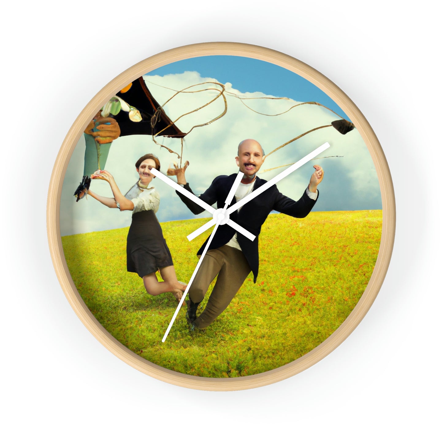 "A Kite Day in the Meadow" - The Alien Wall Clock