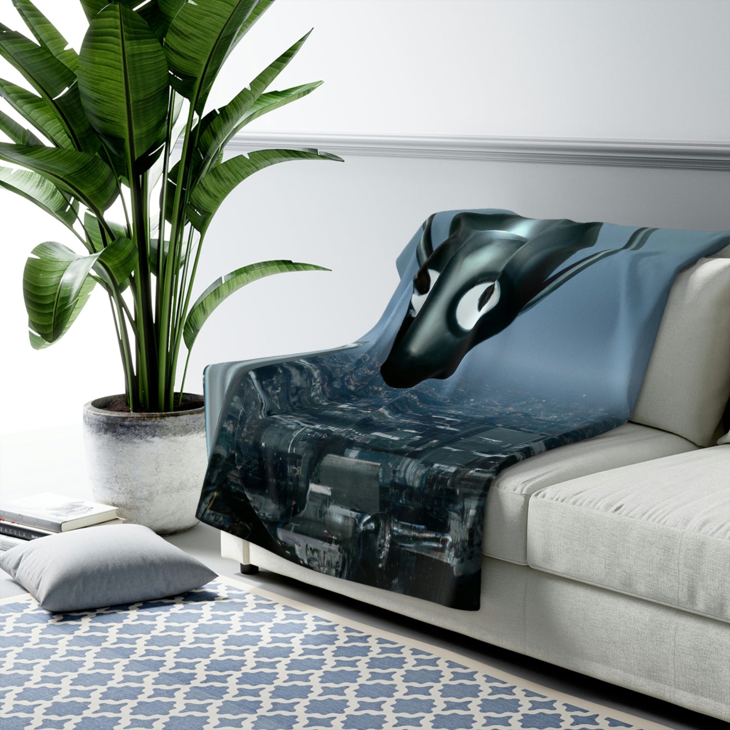 "A Distant Spark: An Alien's Search for Sanctuary in the City." - The Alien Sherpa Fleece Blanket