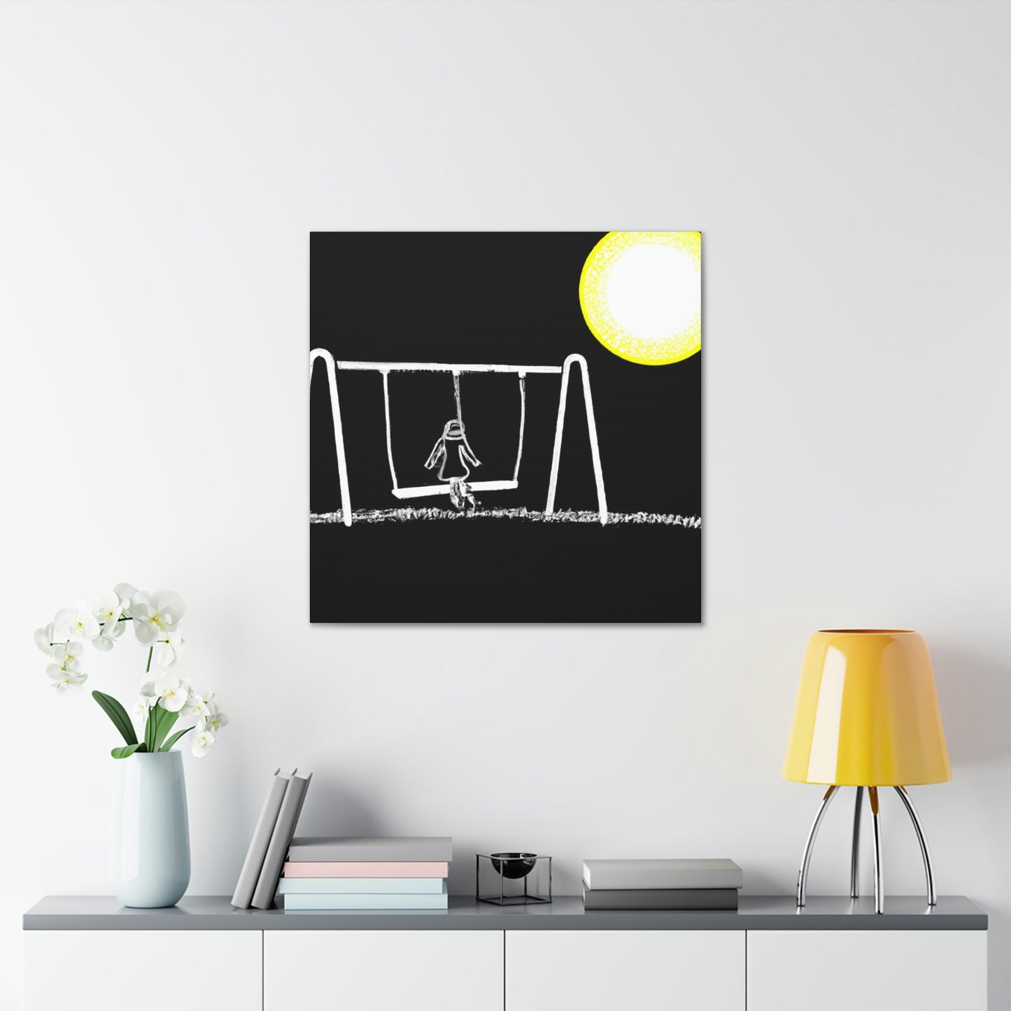 "The Moonlit Swing: A Dream-Like Moment in a Meadow" - The Alien Canva