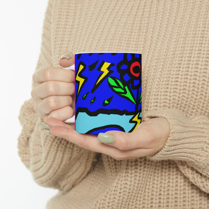 "A Bold Bloom Amidst the Storm" - The Alien Ceramic Mug 11 oz