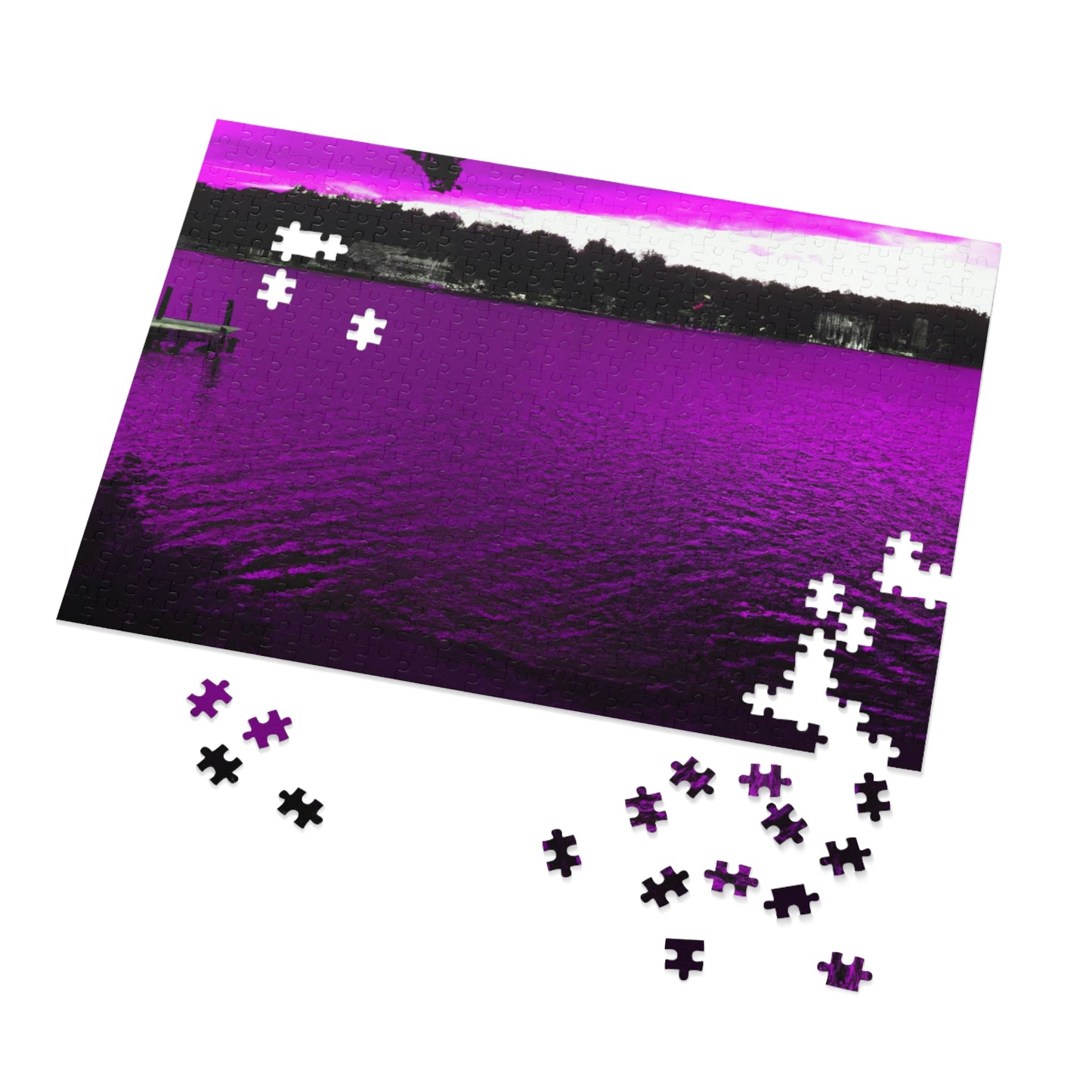 "The Neon Purple Lakefront" - The Alien Jigsaw Puzzle