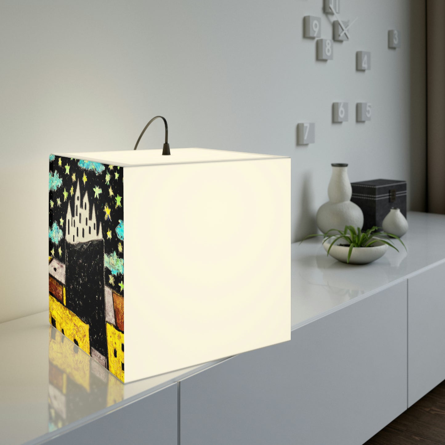 "Cosmic Oasis: A Journey to a Floating City Amid the Sea of Stars" - The Alien Light Cube Lamp