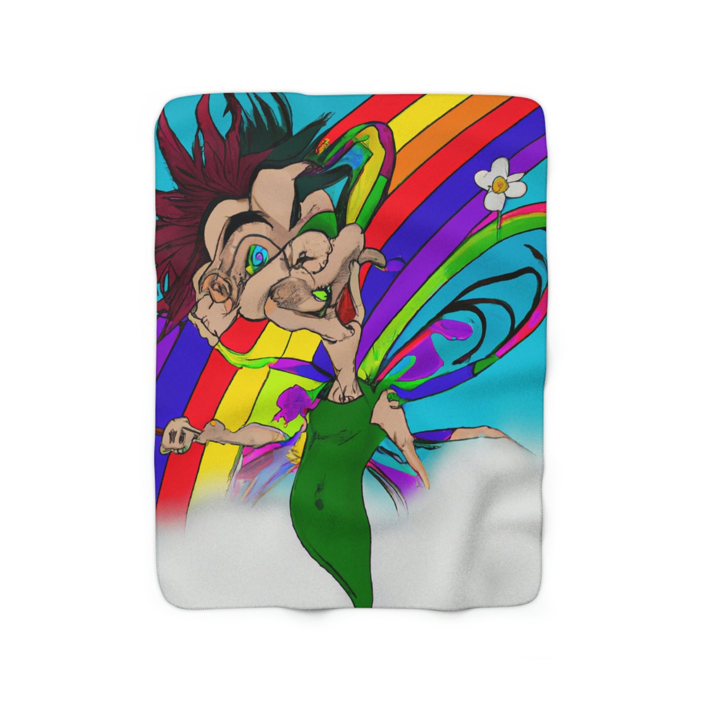 Rainbow Mischief Fairy - The Alien Sherpa Fleece Blanket