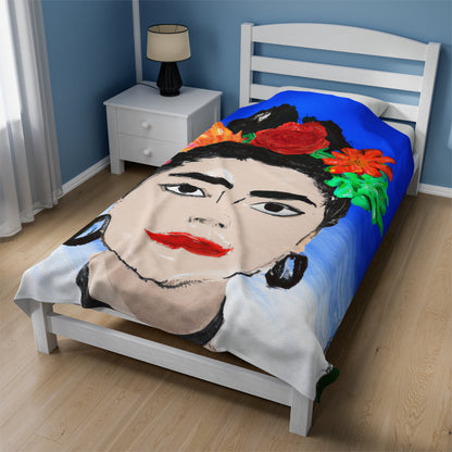 "Frida ardiente: pintando un ícono mexicano con una cultura colorida" - The Alien Velveteen Plush Blanket