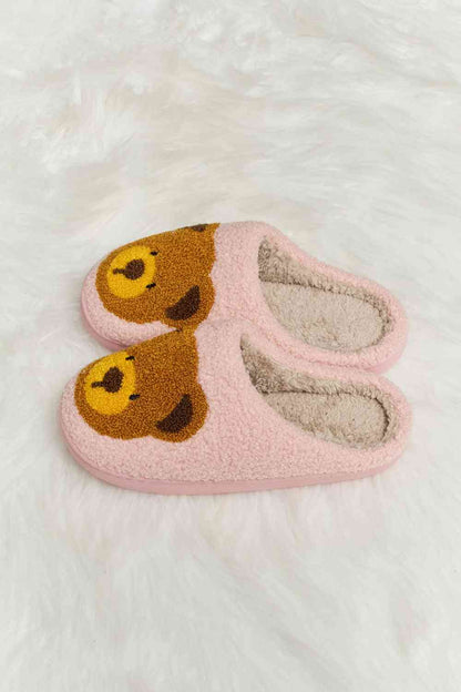 Pantuflas tipo chanclas de felpa con estampado de osito de peluche Melody