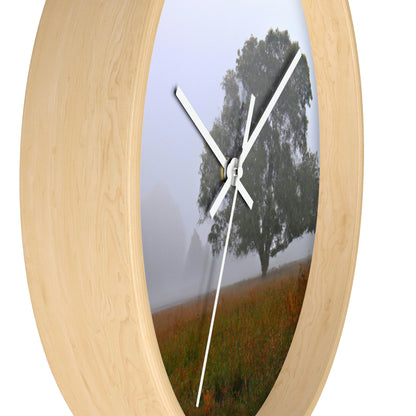 The Lonely Tree in the Foggy Meadow - The Alien Wall Clock