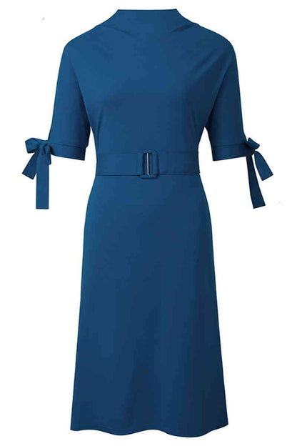 Round Neck Tie Sleeve Half Sleeve Dress