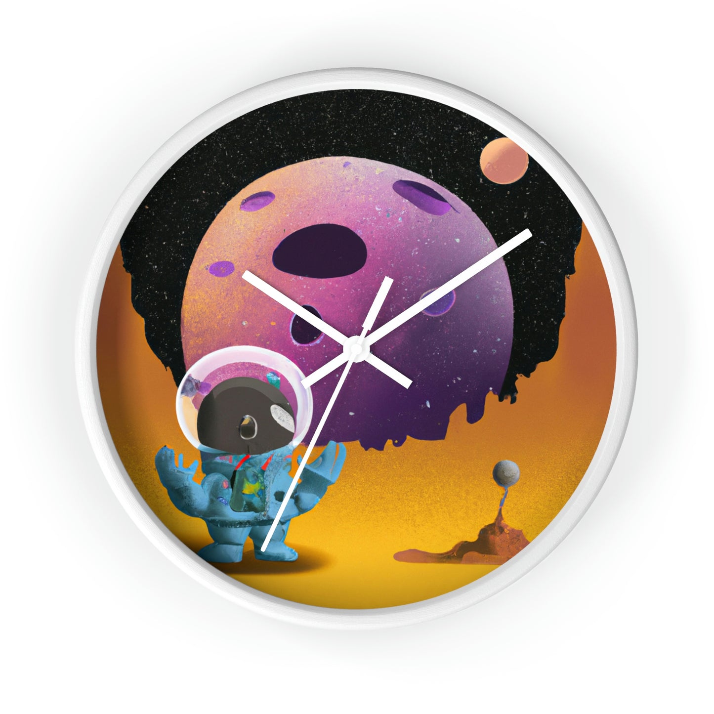 "Exploring the Unknown: The Adventures of a Space Captain and the Mysterious Planet" - Die Alien-Wanduhr