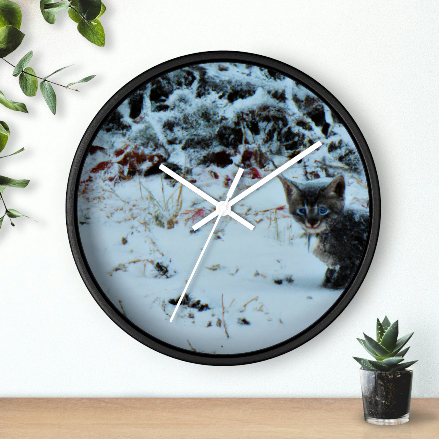 "Brave Kitten in the Frozen Storm" - The Alien Wall Clock